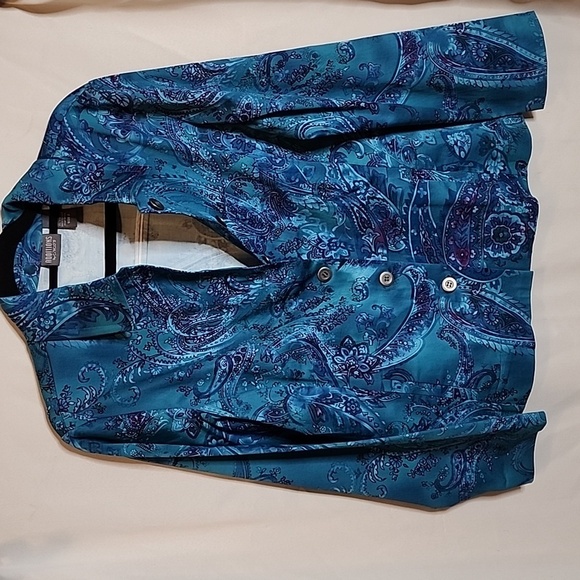 Additions by Chico Women's Blue/White/Purple Floral Print Size 2  Jacket - Picture 1 of 7